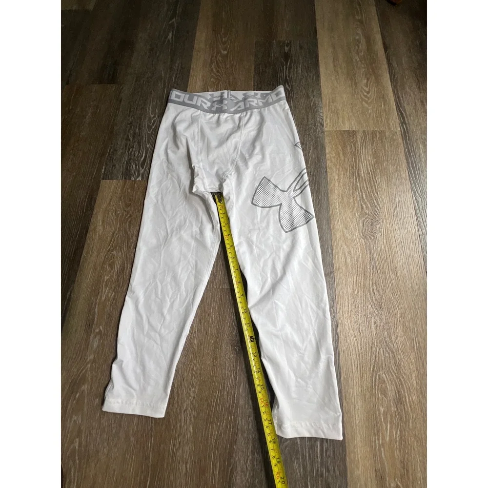 Under Armour Compression Leggings Kids Youth Large White HeatGear Tights